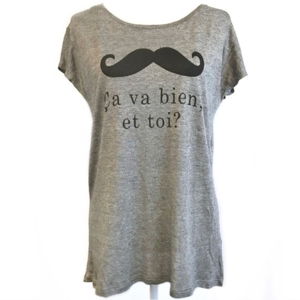Zara Trafaluc | French Phrase Moustache Tee | M